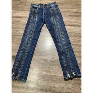 Forever 21 Jeans Mens Size 31 Slim Straight Zip Leg Blue Medium Wash